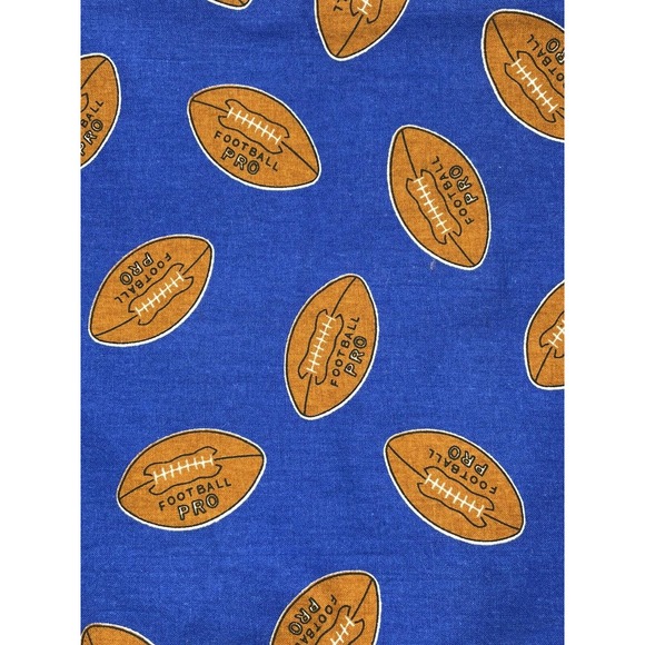 Princess Fabrics Sports Cotton Fabric Blue with Footballs, 1.8yds x 44” - Picture 3 of 4